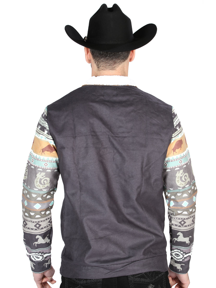 El General Mens Western Pullover Jacket- Black 702057