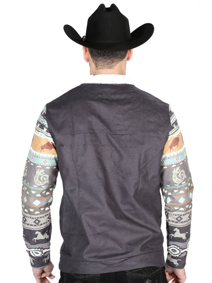 El General Mens Western Pullover Jacket- Black 702057