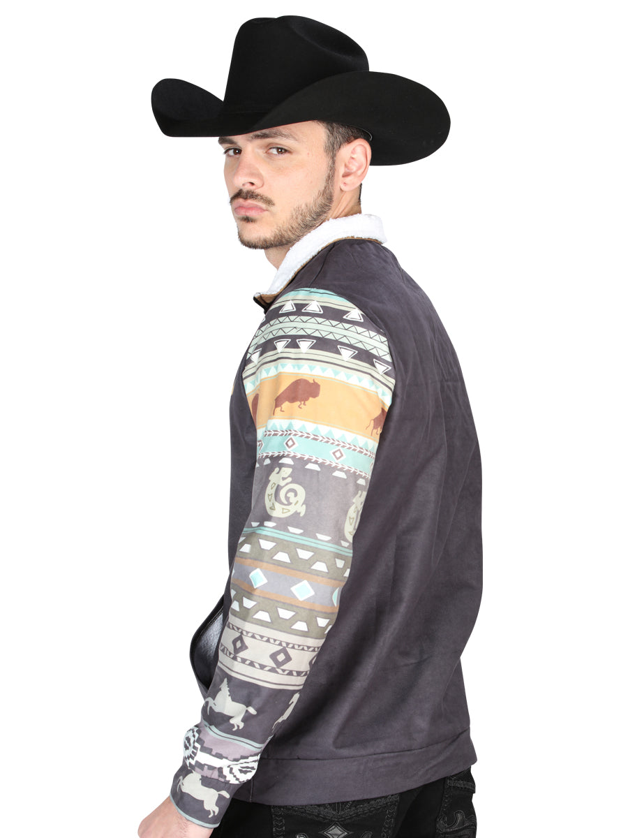 El General Mens Western Pullover Jacket- Black 702057