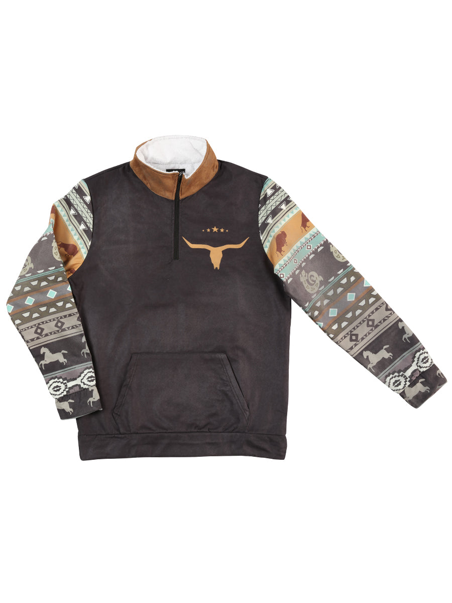 El General Mens Western Pullover Jacket- Black 702057