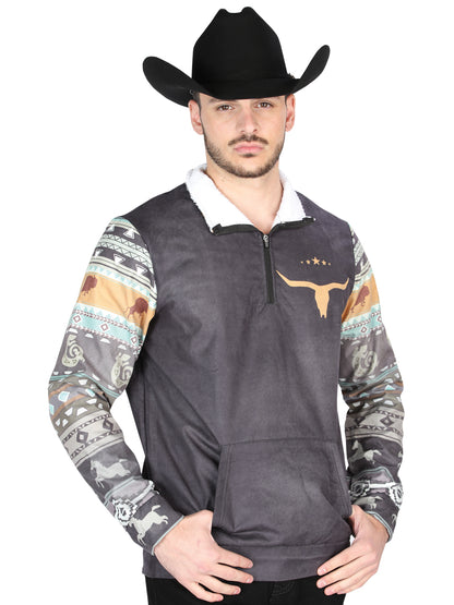 El General Mens Western Pullover Jacket- Black 702057