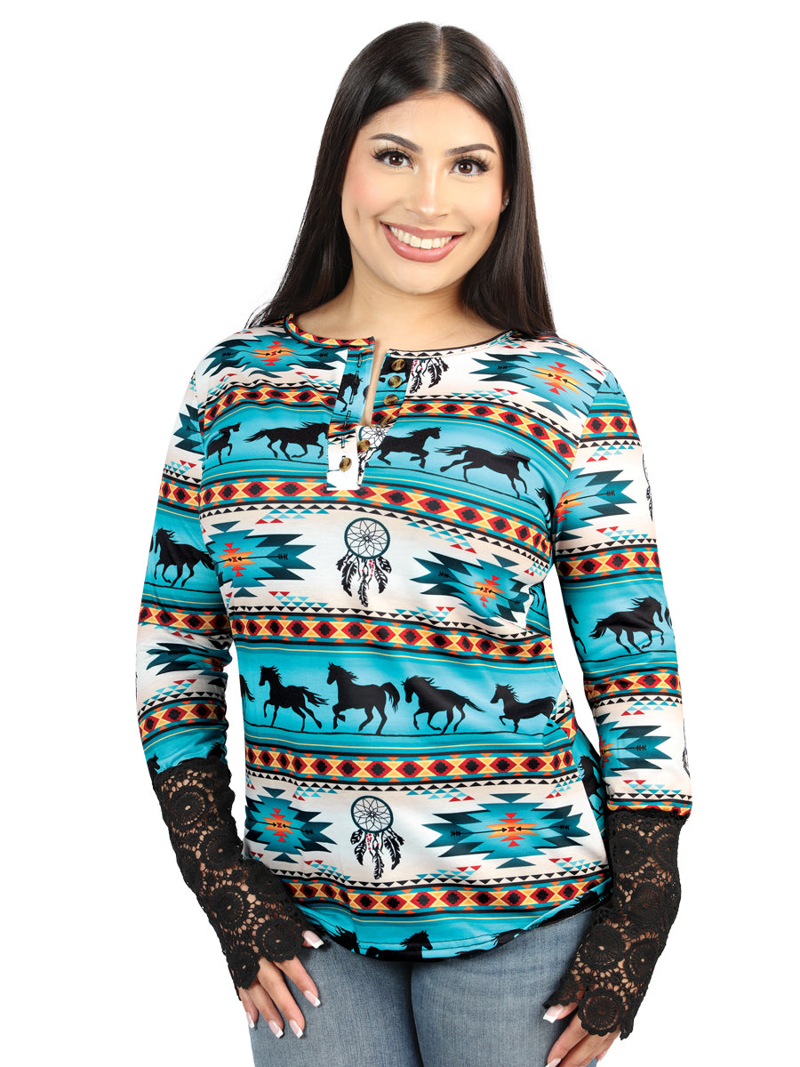 El General Women Aztec Shirt- Multicolor 702059