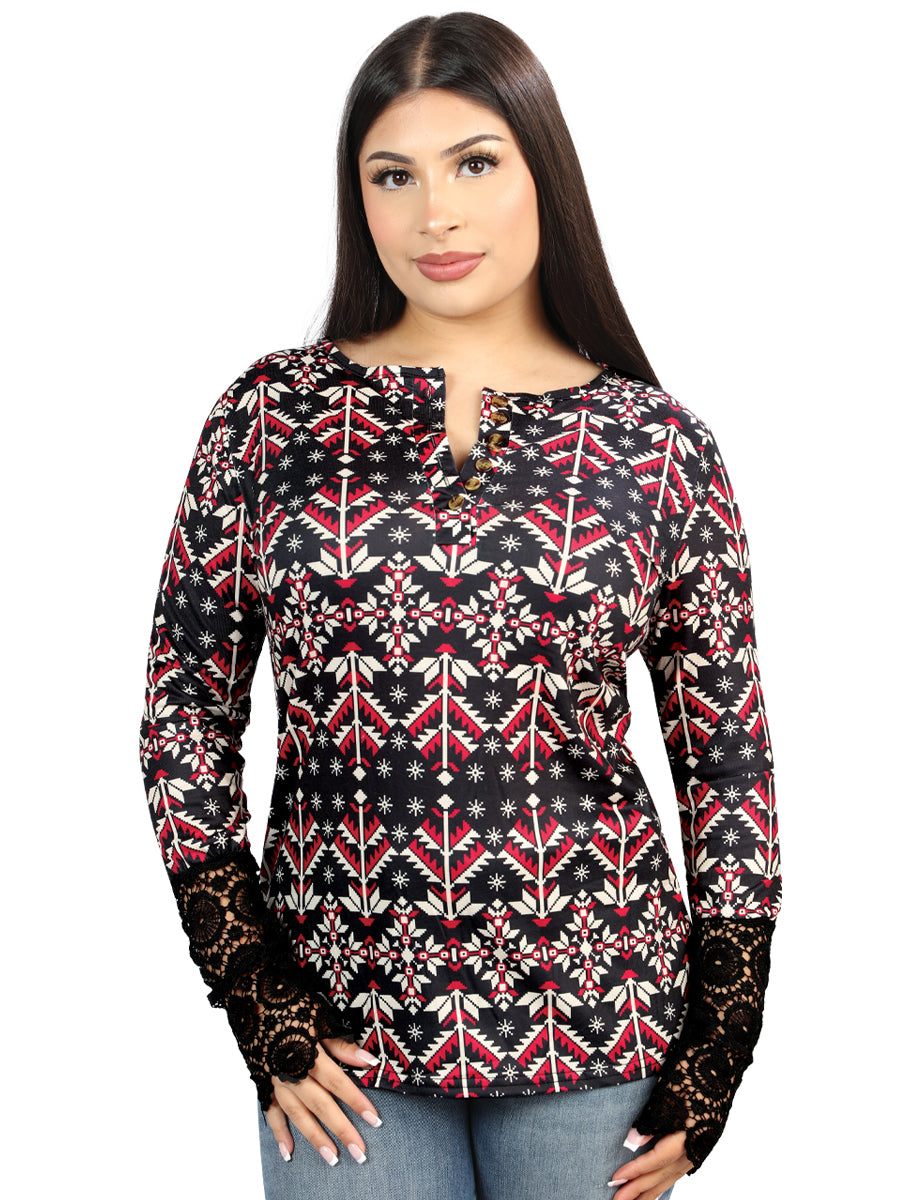 El General Womens Aztec Shirt- Black 702061