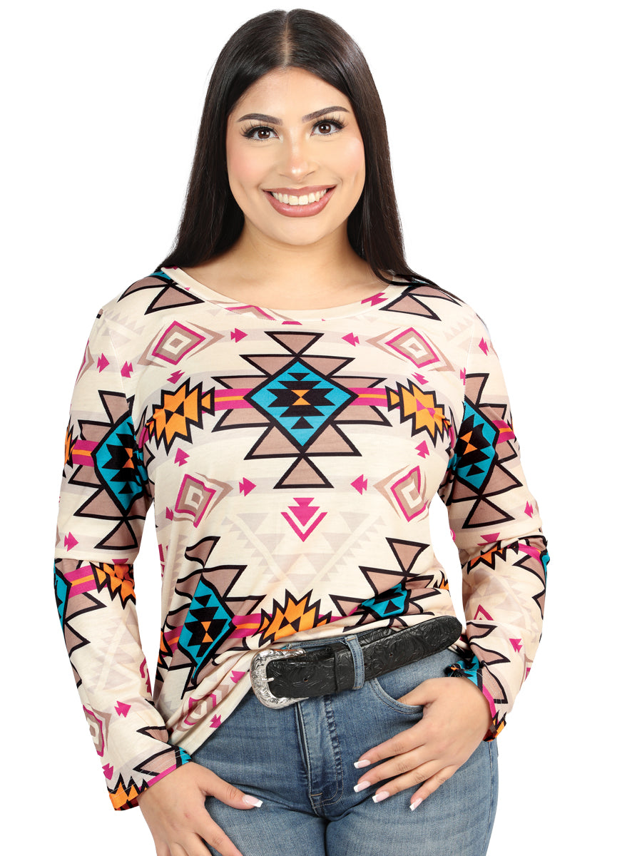 El General Womens Western Pullover- Beige 702065
