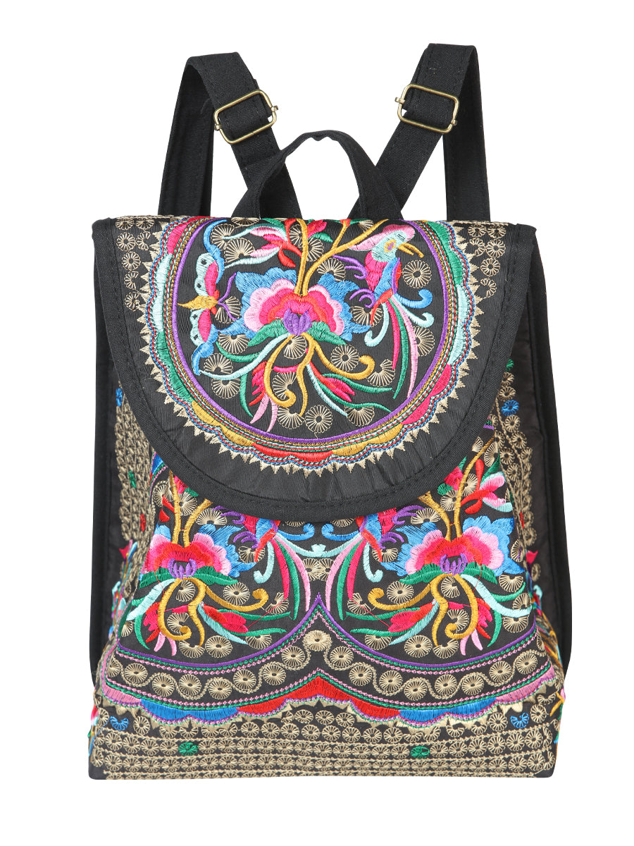 El General Embroidered Backpack- Black/Multicolor 702171