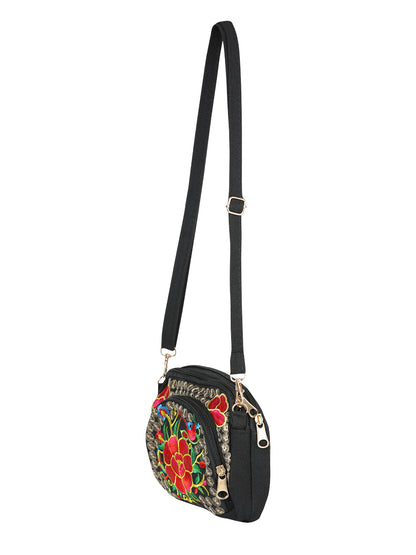El General Embroidered Handbag- Black/Multicolor 702173