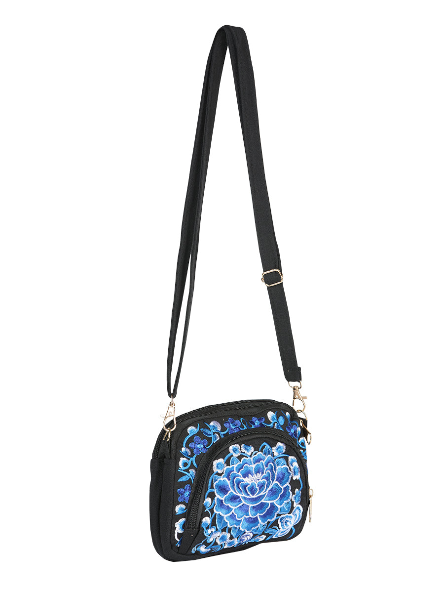 El General Embroidered HandBag-Black/Blue 702174
