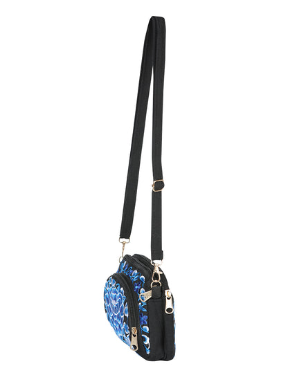 El General Embroidered HandBag-Black/Blue 702174
