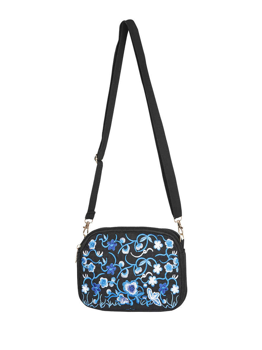 El General Embroidered HandBag-Black/Blue 702174