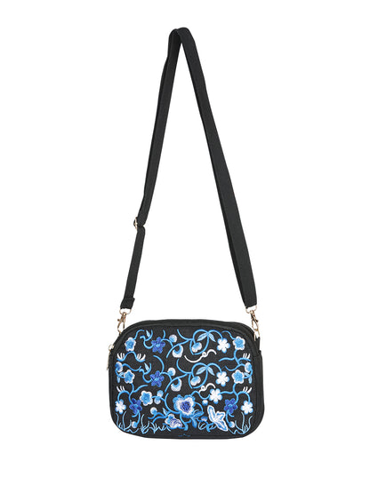 El General Embroidered HandBag-Black/Blue 702174