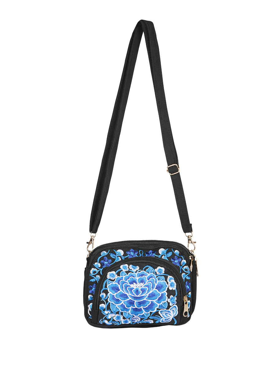 El General Embroidered HandBag-Black/Blue 702174