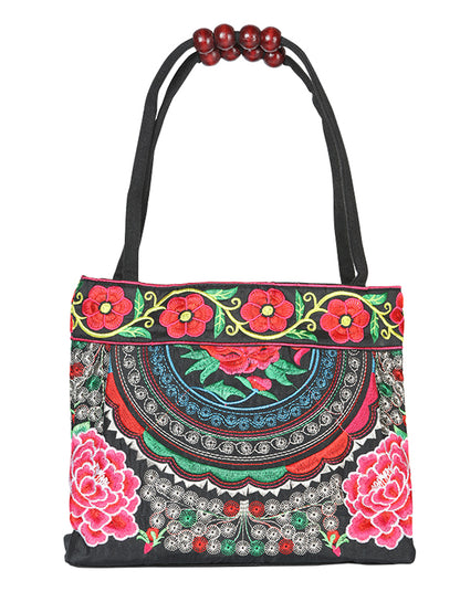 El General Embroidered Handbag- Black/Multicolor 702176