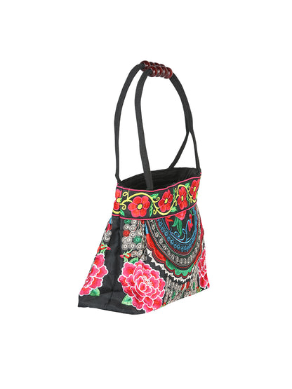 El General Embroidered Handbag- Black/Multicolor 702176