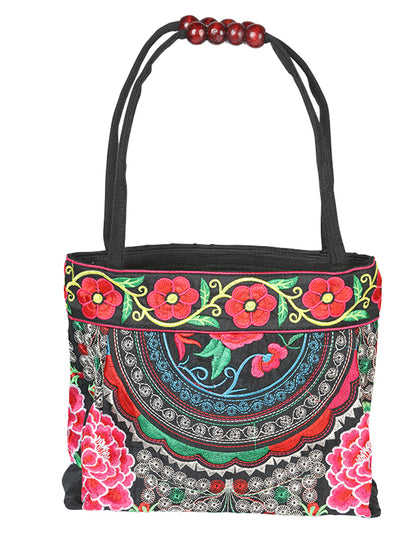 El General Embroidered Handbag- Black/Multicolor 702176