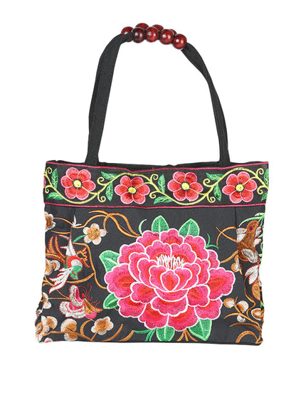 El General  Embroidered Handbag-Black/Multicolor 702177