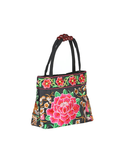 El General  Embroidered Handbag-Black/Multicolor 702177