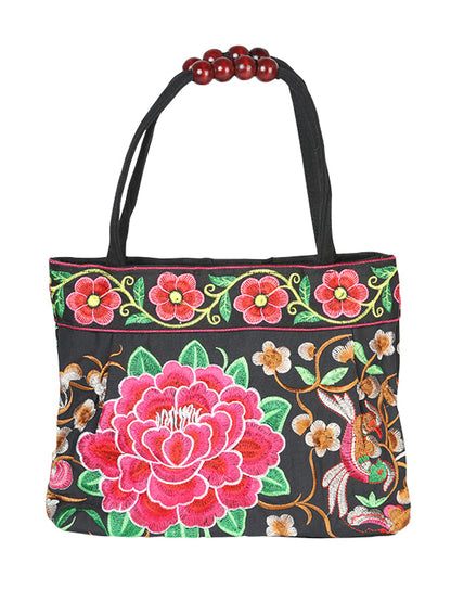 El General  Embroidered Handbag-Black/Multicolor 702177