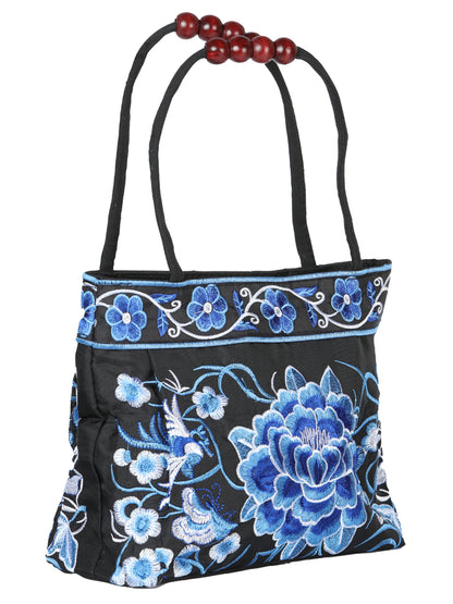 El General Embroidered Handbag- Black/Blue 702178
