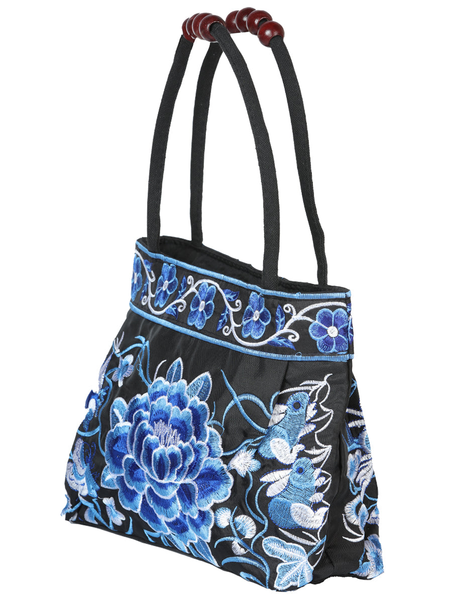 El General Embroidered Handbag- Black/Blue 702178