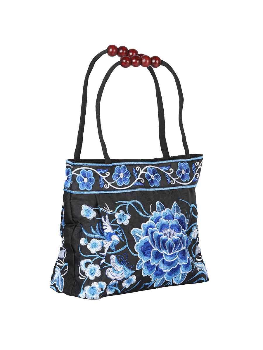 El General Embroidered Handbag- Black/Blue 702178