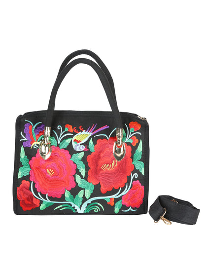 El General Embroidered Handbag-Black/Multicolor 702179