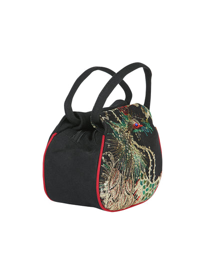 El General Embroidered Handbag- Black/Multicolor 702181