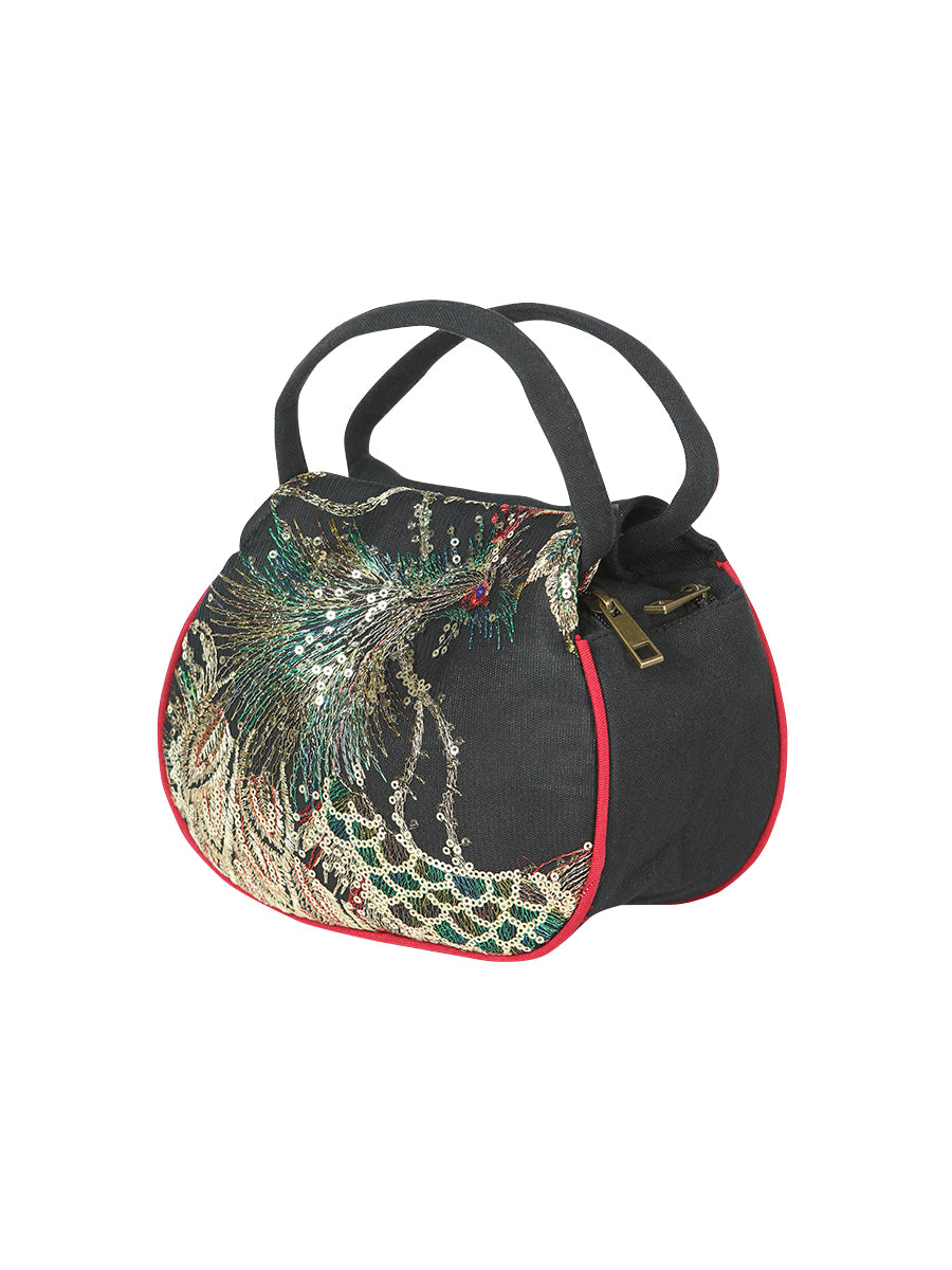 El General Embroidered Handbag- Black/Multicolor 702181