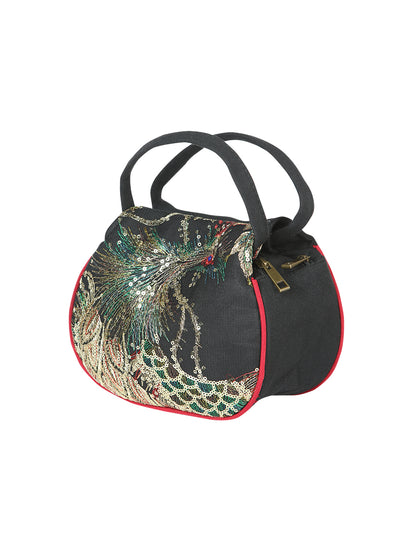 El General Embroidered Handbag- Black/Multicolor 702181