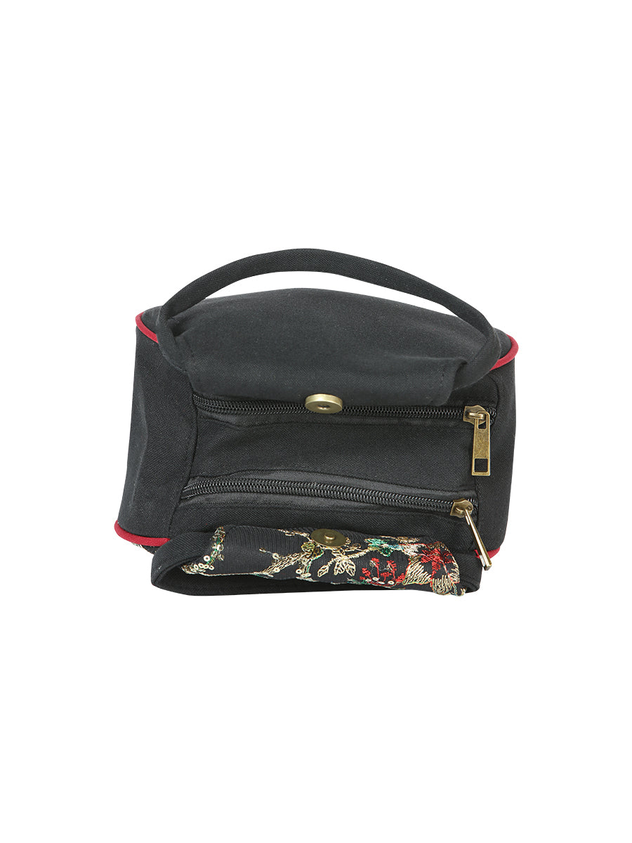El General Embroidered Handbag- Black/Multicolor 702181