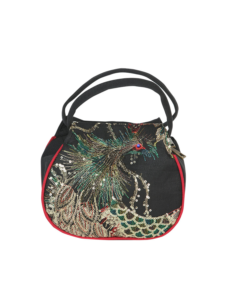 El General Embroidered Handbag- Black/Multicolor 702181