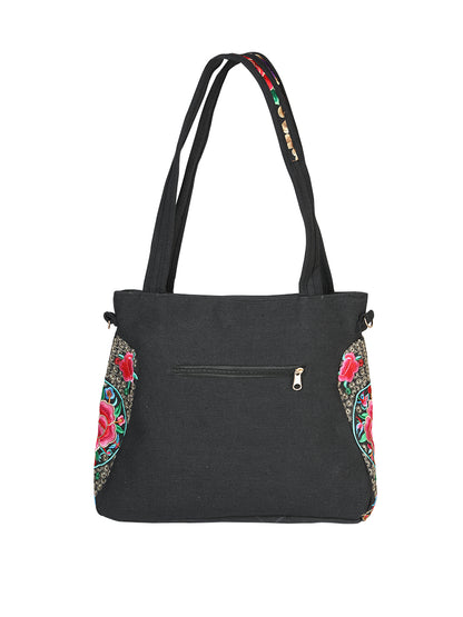 El General Embroidered Handbag- Black/Multicolor 702183