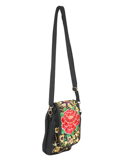El General Embroidered Handbag- Black/Multicolor 702186