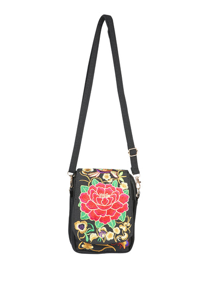 El General Embroidered Handbag- Black/Multicolor 702186