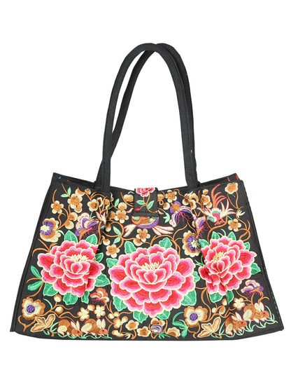El General Embroidered Handbag- Black/Multicolor 702188