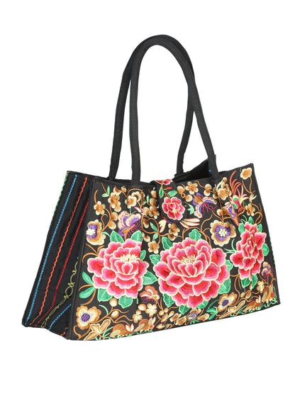 El General Embroidered Handbag- Black/Multicolor 702188