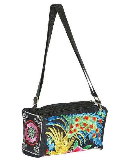 El General Embroidered Handbag- Black/Multicolor 702189