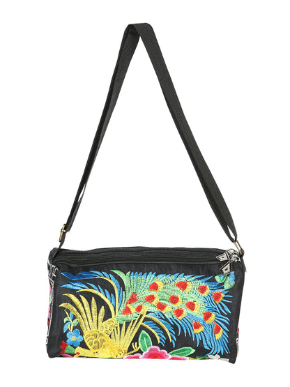 El General Embroidered Handbag- Black/Multicolor 702189