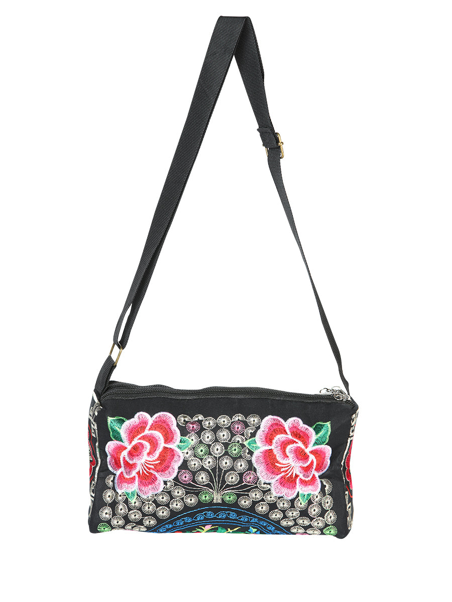 El General Embroidered Handbag- Black/Multicolor 702190