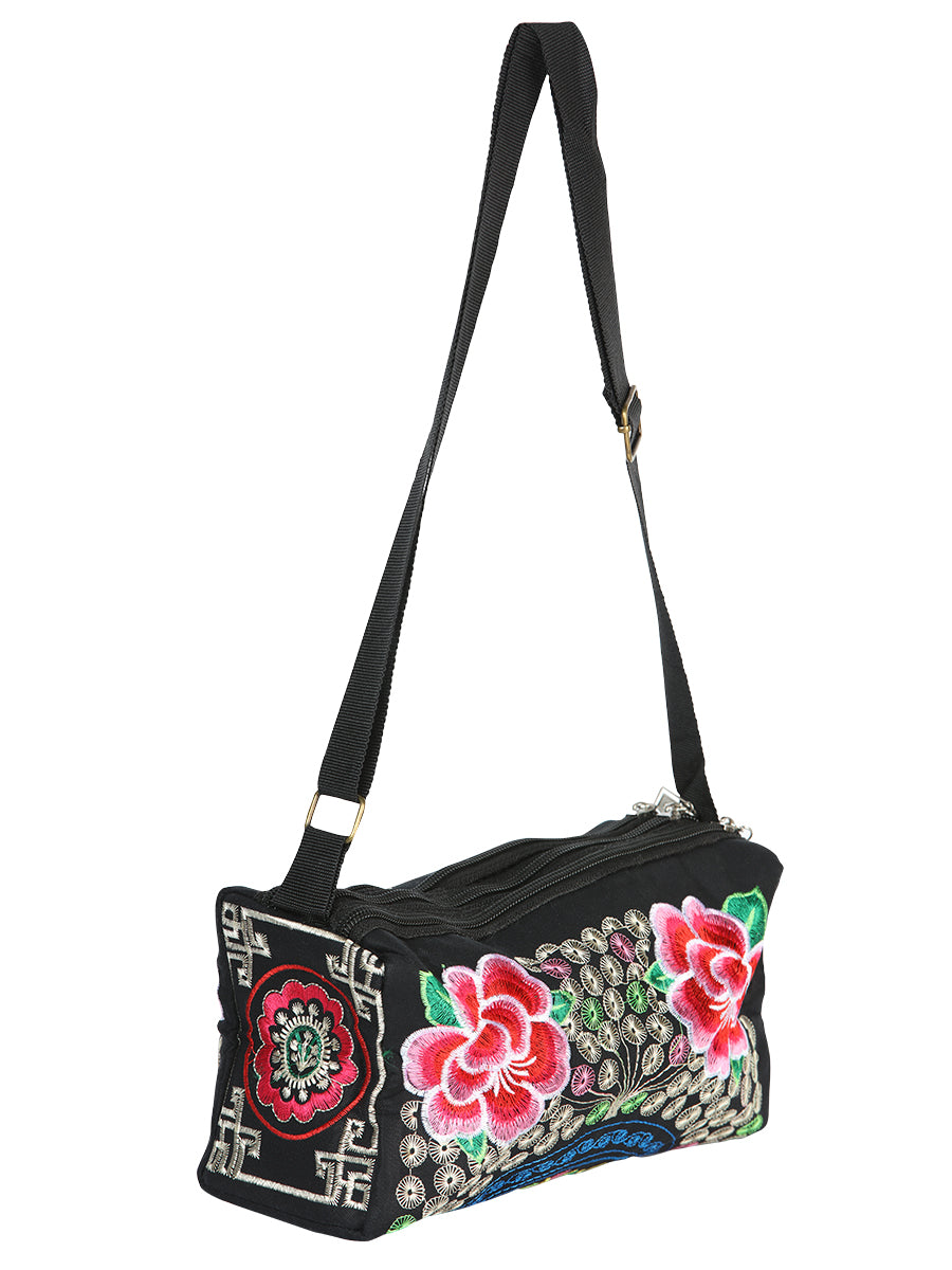 El General Embroidered Handbag- Black/Multicolor 702190
