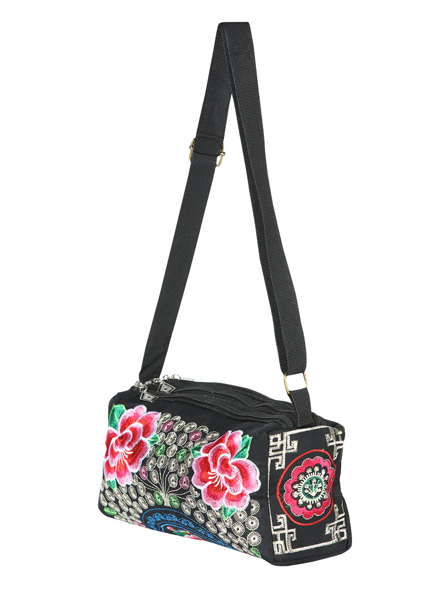 El General Embroidered Handbag- Black/Multicolor 702190