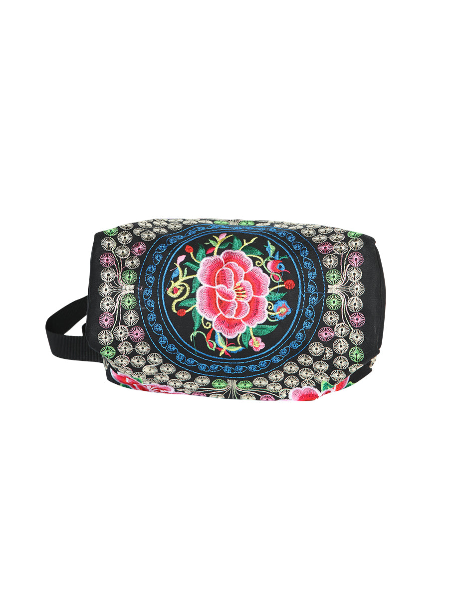 El General Embroidered Handbag- Black/Multicolor 702190