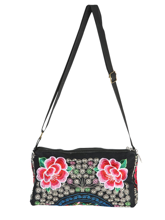 El General Embroidered Handbag- Black/Multicolor 702190