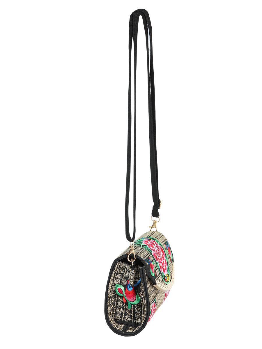 El General Embroidered Handbag- Black/Multicolor 702191