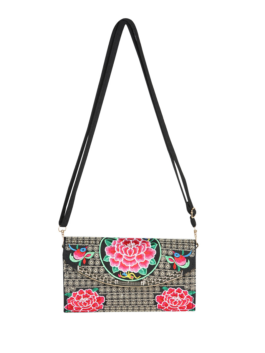 El General Embroidered Handbag- Black/Multicolor 702191
