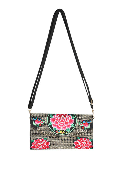 El General Embroidered Handbag- Black/Multicolor 702191