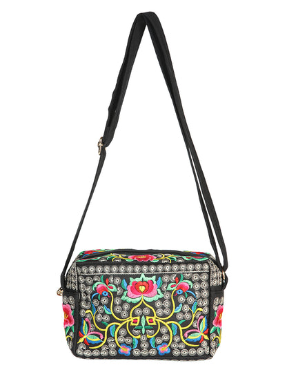 El General Embroidered Handbag- Black/Multicolor 702192