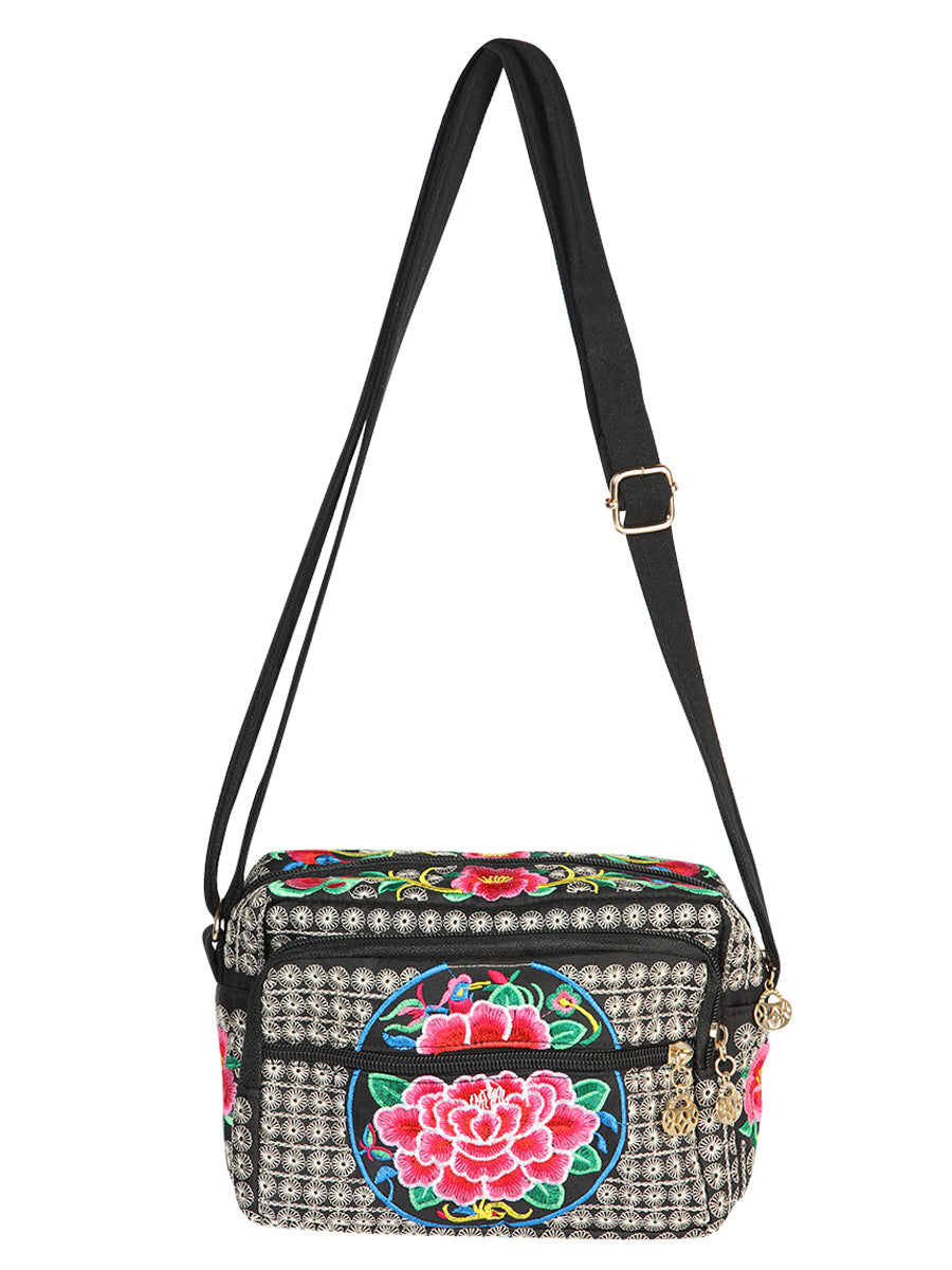 El General Embroidered Handbag- Black/Multicolor 702192
