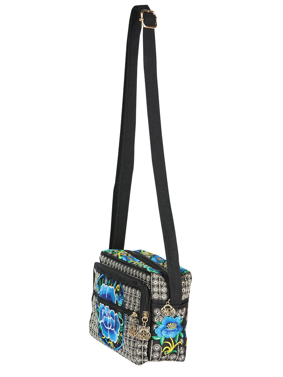 El General Embroidered Handbag- Black/Blue 702193