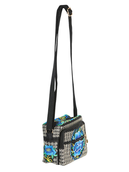 El General Embroidered Handbag- Black/Blue 702193
