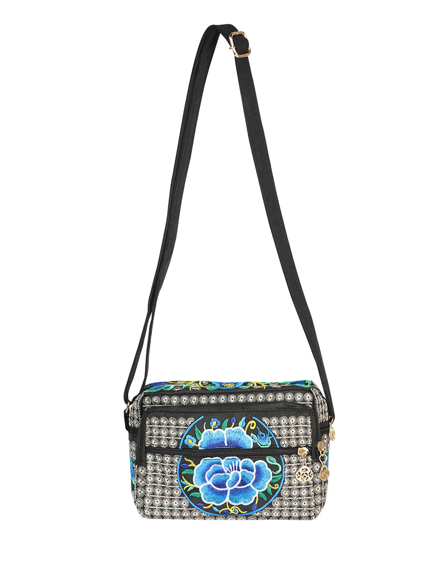 El General Embroidered Handbag- Black/Blue 702193